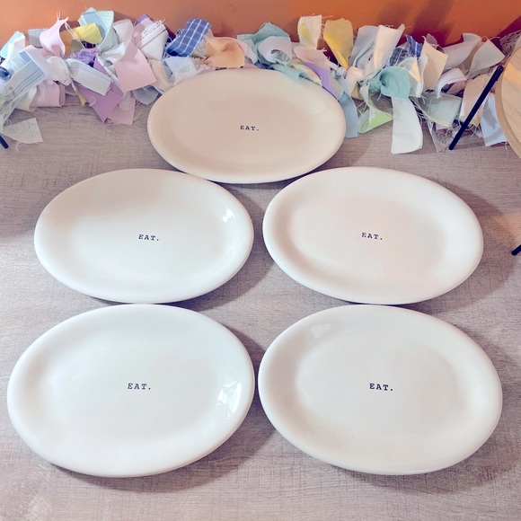 Rae Dunn “Eat” appetizer/snack plates, set of 5 - Picture 3 of 4
